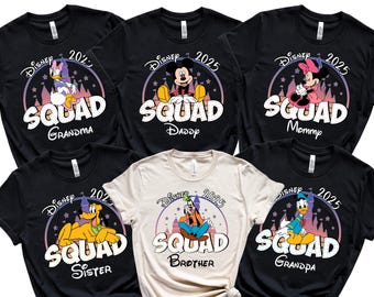 Custom Disney Characters Shirts, Custom Disney Family Shirt, Personalized Disney Squad Shirts, Custom Disney Name Shirts, Custom Disney 2025