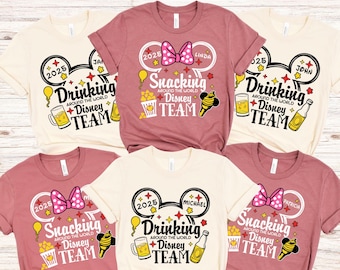 Custom Disney Drinking and Snacking Around World Shirt, Disney Epcot Shirt, Custom Disney Family Epcot Shirt, Disney Trip Shirt, Epcot Shirt