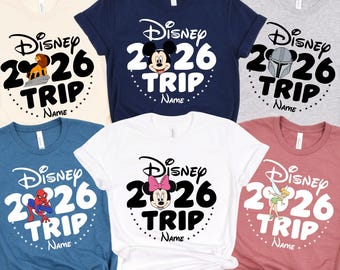 Camiseta personalizada de todos los personajes de Disney, camiseta personalizada de viaje a Disney 2026, camisetas de Disney, camisetas de Mickey, Star Wars y personajes de Toy Story