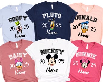 Camiseta personalizada con personajes completos de Disney, camiseta personalizada de viaje a Disney 2025, camisetas de Mickey y sus amigos de Disney, camisetas personalizadas con personajes de Disney