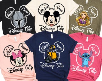 Camiseta personalizada de todos los personajes de Disney, camiseta de viaje a Disney 2026, camisetas de Disneyworld, camisetas de Disney, camiseta familiar de Disney, camiseta de personajes de Disneyland