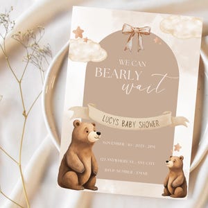 We can Bearly wait Baby Shower Invite, Invitation, Bear invitation, Baby Shower, neutral theme, Mom-to-Be Celebration, Custom invite,