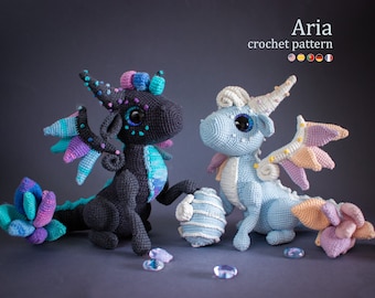 Crochet Pattern: Aria the Air Elemental Dragon Amigurumi Pattern by LyraLuneDesigns • US terms PDF