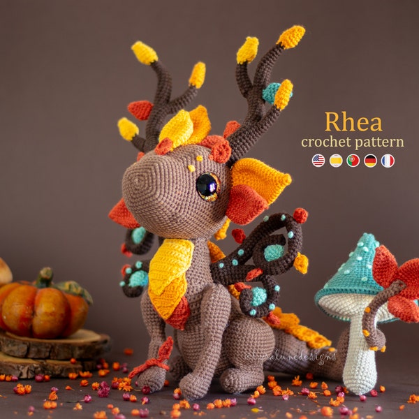 Crochet Pattern: Rhea the Earth Dragon Amigurumi Pattern by LyraLuneDesigns • US terms PDF