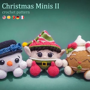 Crochet Pattern: Christmas Minis II - Elf, Gingerbread, Snowman Amigurumi Pattern • US terms PDF