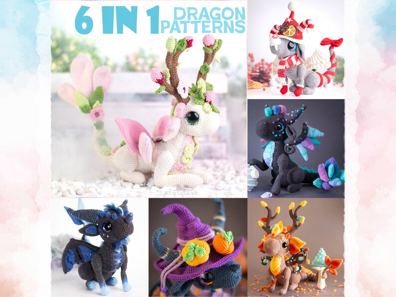 Dragon Amigurumi Pattern Bundle - 6 in 1 - Sale