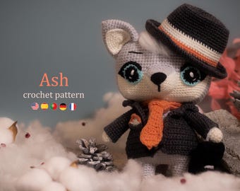 Virkmönster för Amigurumi-virkning av vargen Ash Amerikanska villkor PDF