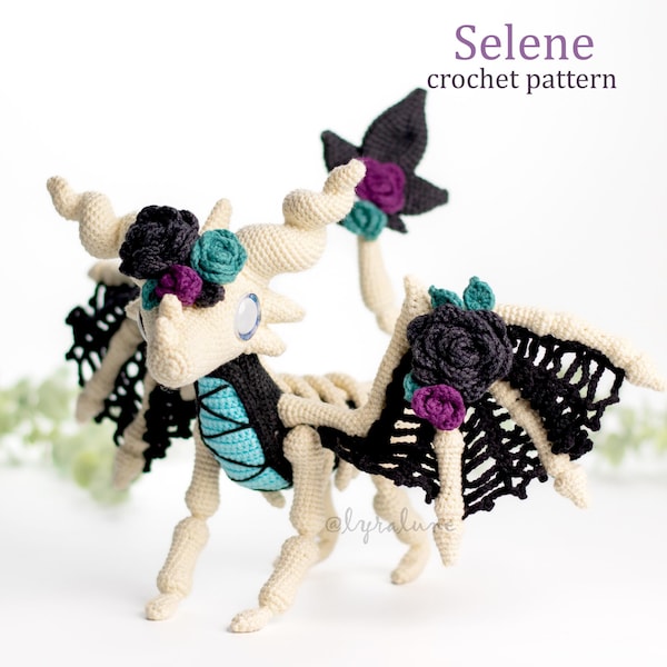 Selene il drago scheletrico Amigurumi Crochet Pattern US Terms PDF