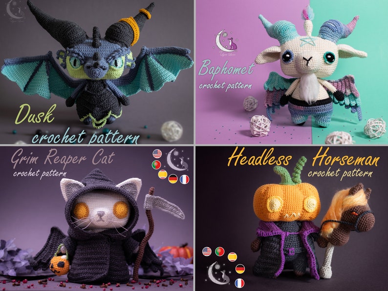 Häkelanleitungen-Bundle: 6 Amigurumi-Musterpaket Deine Wahl US-Begriffe PDF von Lyra Lune Bild 6