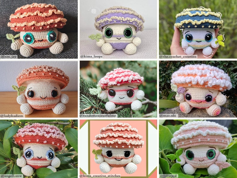 Patrón de Ganchillo: Trío de Hongos III Patrón Amigurumi Términos de EE. UU. PDF imagen 10