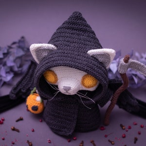 Crochet Pattern: Grim Reaper Cat Halloween Amigurumi Pattern by LyraLuneDesigns US terms PDF image 4