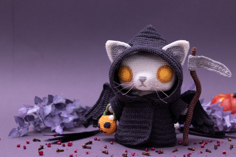 Crochet Pattern: Grim Reaper Cat Halloween Amigurumi Pattern by LyraLuneDesigns US terms PDF image 8