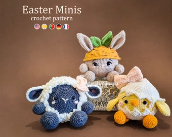 Crochet Pattern: Easter Minis - Bunny, Chick, Sheep Amigurumi Pattern • US terms PDF