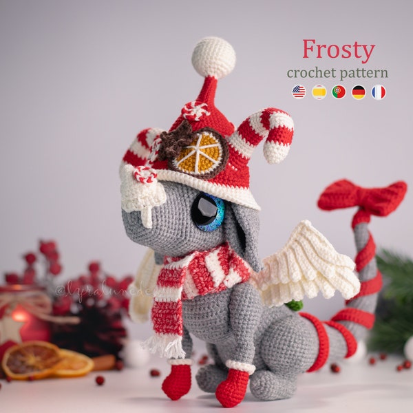 Crochet Pattern: Frosty the Winter Dragon Amigurumi Pattern by LyraLuneDesigns • US terms PDF