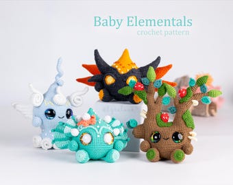 Baby Elementals Amigurumi Crochet 4 Patterns Bundle US Terms PDF