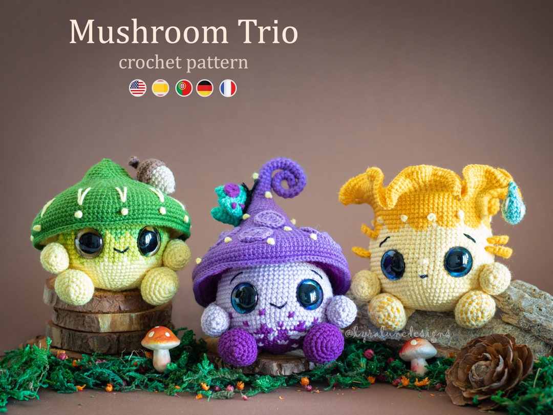 Crochet Pattern Mushroom Trio Amigurumi Pattern US Terms photo