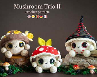 Crochet Pattern: Mushroom Trio II - Amigurumi Pattern • US terms PDF