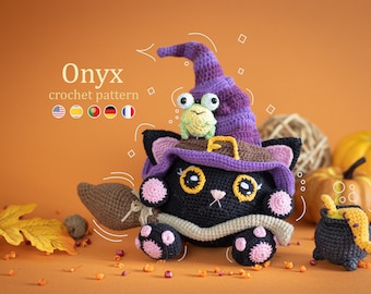 Onyx the Witchy Cat Amigurumi Halloween Crochet Pattern US Terms PDF