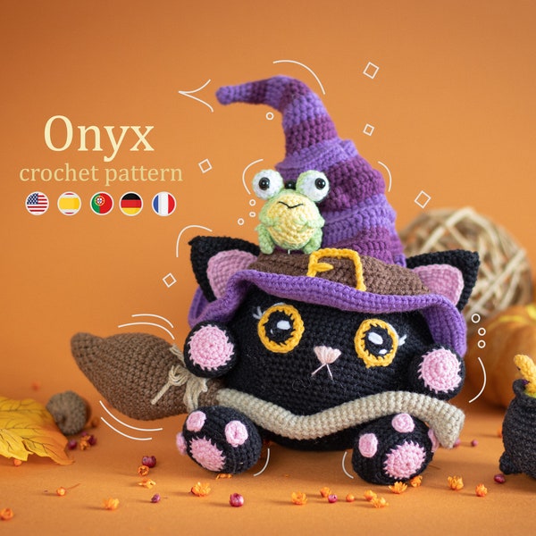 Crochet Pattern: Onyx the Witchy Cat Halloween Amigurumi Pattern • US terms PDF