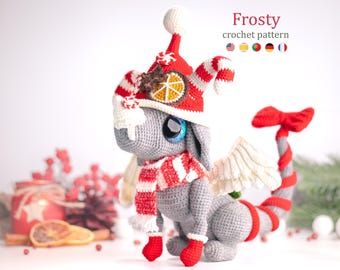 Frosty the Winter Dragon Amigurumi Christmas Crochet Pattern US Terms PDF