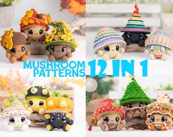 Mushroom Amigurumi Crochet 12 Patterns Bundle v2 US Terms PDF