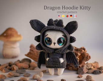 Crochet Pattern: Dragon Hoodie Kitty Amigurumi Pattern by LyraLuneDesigns • US terms PDF