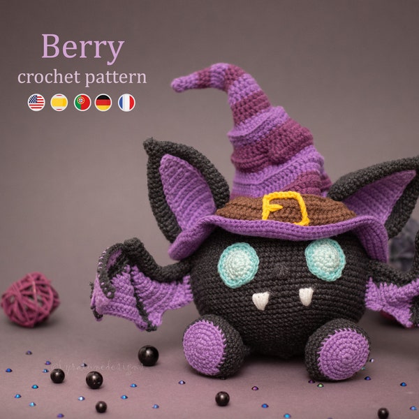 Crochet Pattern: Berry the Bat Halloween Amigurumi Pattern • US terms PDF