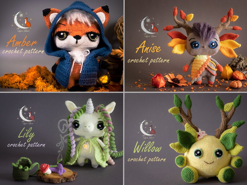 Häkelanleitungen-Bundle: 6 Amigurumi-Musterpaket Deine Wahl US-Begriffe PDF von Lyra Lune Bild 7