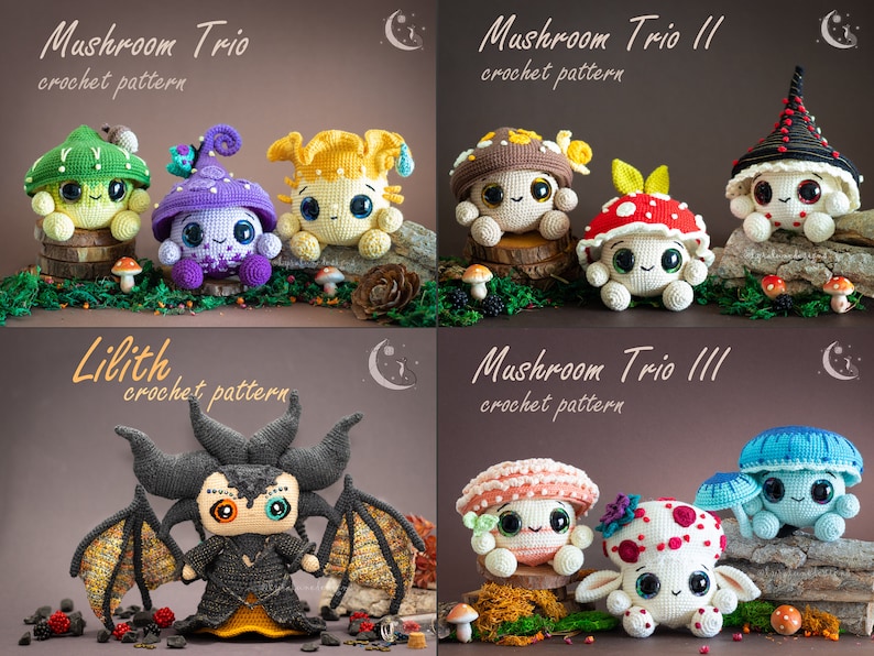 Häkelanleitungen-Bundle: 6 Amigurumi-Musterpaket Deine Wahl US-Begriffe PDF von Lyra Lune Bild 4