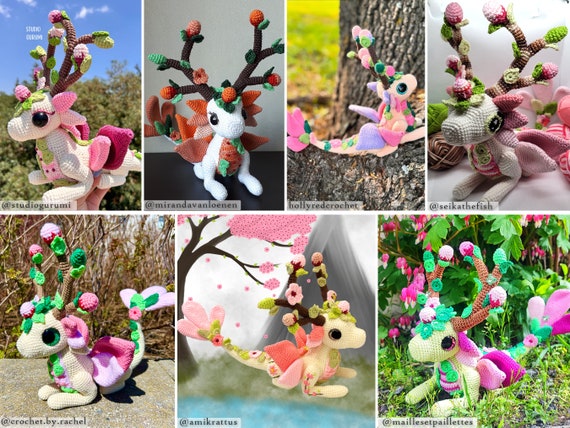 Zephyr the Cherry Blossom Dragon Amigurumi Crochet Pattern US