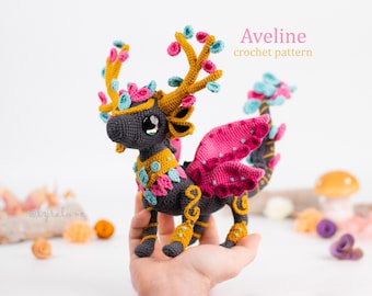 Aveline the Sylvan Dragon Amigurumi Crochet Pattern US Terms PDF
