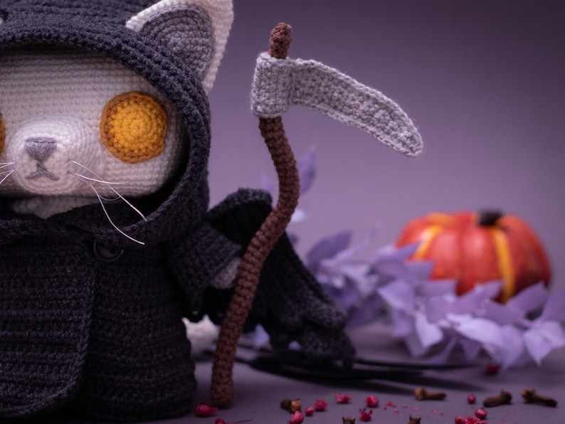 Crochet Pattern: Grim Reaper Cat Halloween Amigurumi Pattern by LyraLuneDesigns US terms PDF image 6