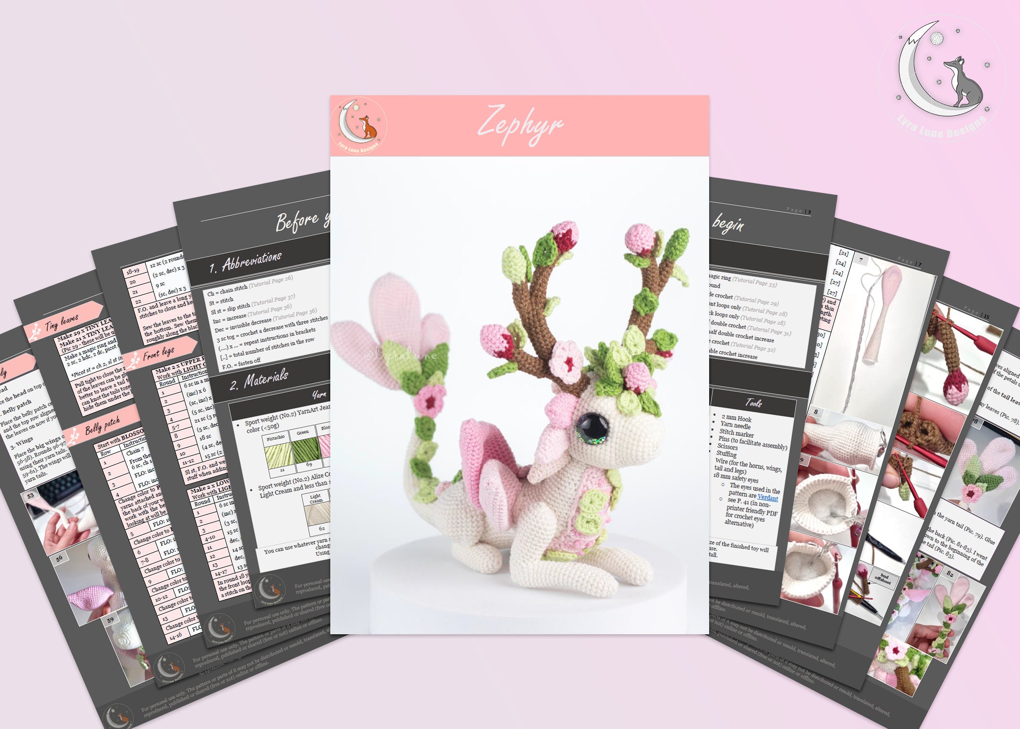 39 Cherry Blossom Crochet Patterns for Spring Decor, Gifts and Accessories 30 Zephyr the Cherry Blossom Dragon Amigurumi Crochet