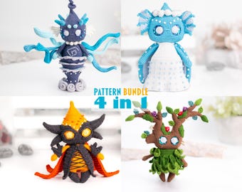 Elemental Amigurumi Crochet 4 Patterns Bundle US Terms PDF