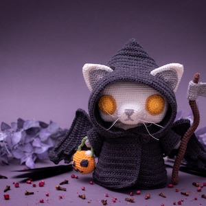 Crochet Pattern: Grim Reaper Cat Halloween Amigurumi Pattern by LyraLuneDesigns US terms PDF image 3