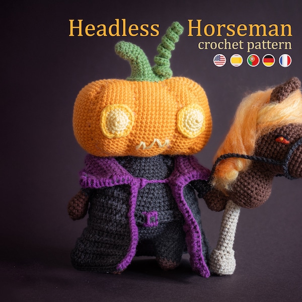 Crochet Pattern: Headless Horseman Halloween Amigurumi Pattern • US terms PDF