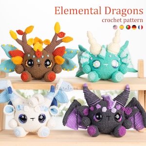 Elemental Dragons Amigurumi Crochet Patterns Bundle • 4 in 1 • US terms PDF by Lyra Lune