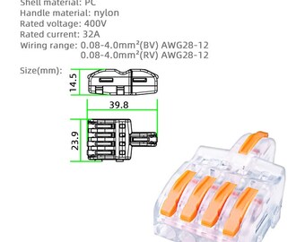 One-in-Multiple-out-Drahtverbinder, Farbgriff, Abzweigklemme, transparente Schale, kombinierter Parallelverbinder vom Typ