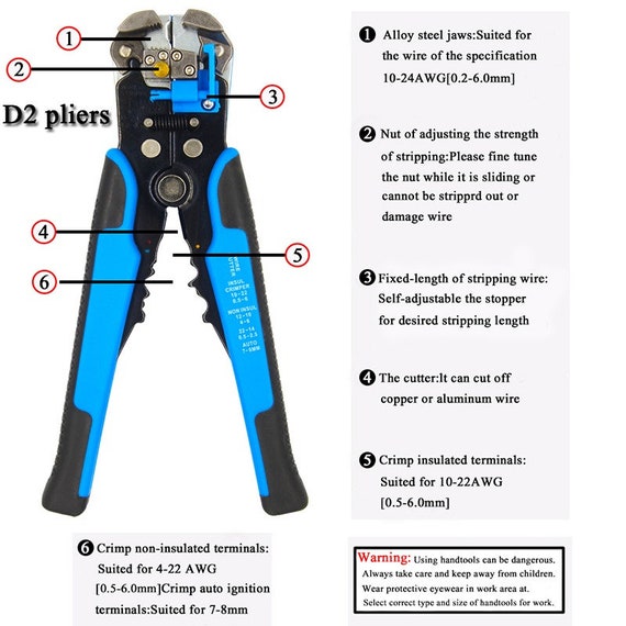 0.2-6 Mm Wire Cutter Automatic Wire Stripper Adjustable Insulated