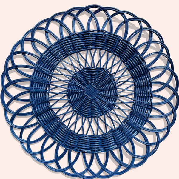 Navy Rattan Placemat