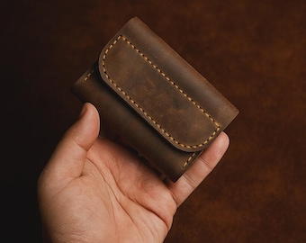 Tarjetero de piel auténtica hecho a mano – Minibilletera fina – Tarjetero multiusos para hombre y mujer - PDF