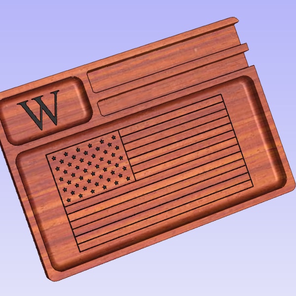 Patriotic American Flag Catchall Tray / Valet Tray Vcarve Digital File for cnc machine - Ai, SVG, DXF, PDF