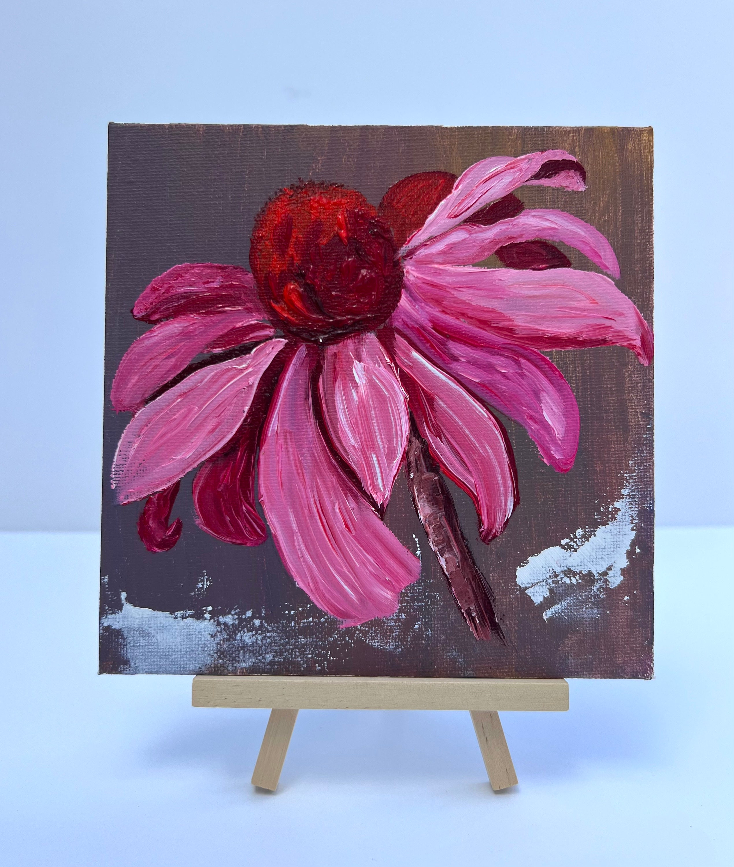 絵画 Oil painting of beautiful flowers. Beautiful Flowers Original OIL Painting in Gold and Wooden
