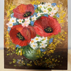 Arte original Flores Pintura al óleo Arte Pequeño