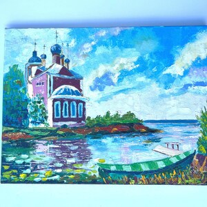 Nature Landscape Original Painting Scenery Wall Art Church Art River Landscape Oil Painting