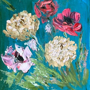 Original Kunst Blumen Mini Ölgemälde Abstrakt Herbst Blumen Original Gemälde Herbst Floral Wand Kunst Wohnzimmer Wand Dekor 15x15 cm