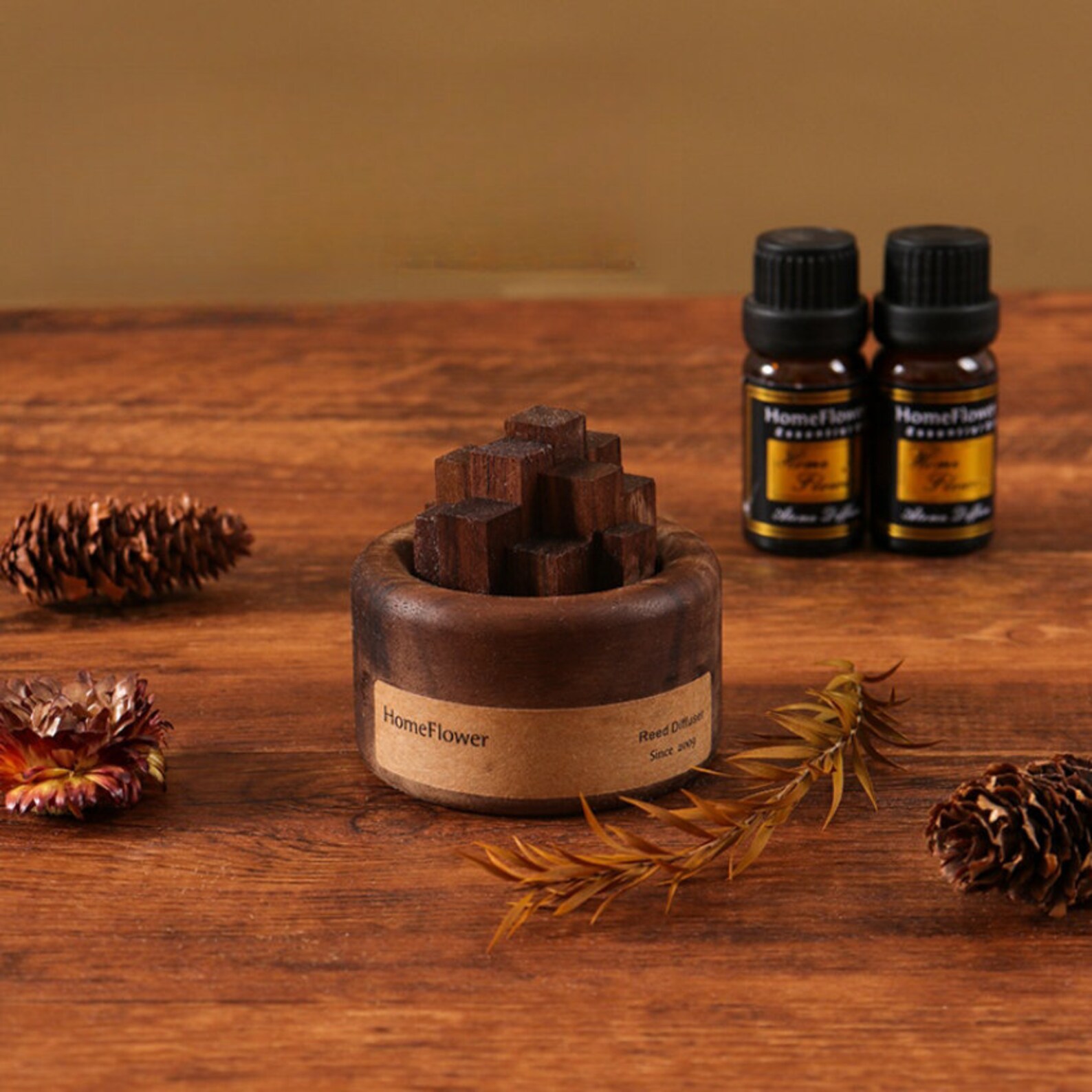 Walnut Wood Reed Diffuser Spa & Yoga Aromatherapy Handmade Spiritual ...
