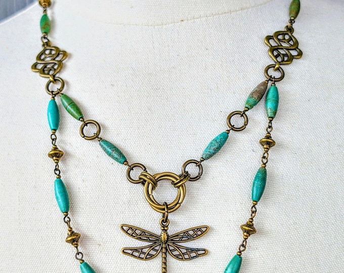 Featured listing image: Indian Magnesite Dragonfly Necklace