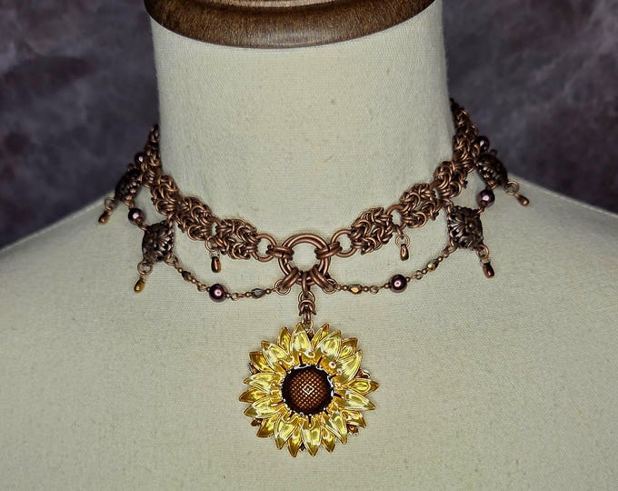 Featured listing image: Antique Copper Byzantine Sunflower Choker