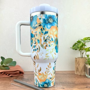 40oz Turquoise & Gold Quencher Double Walled Stainless steel tumbler
